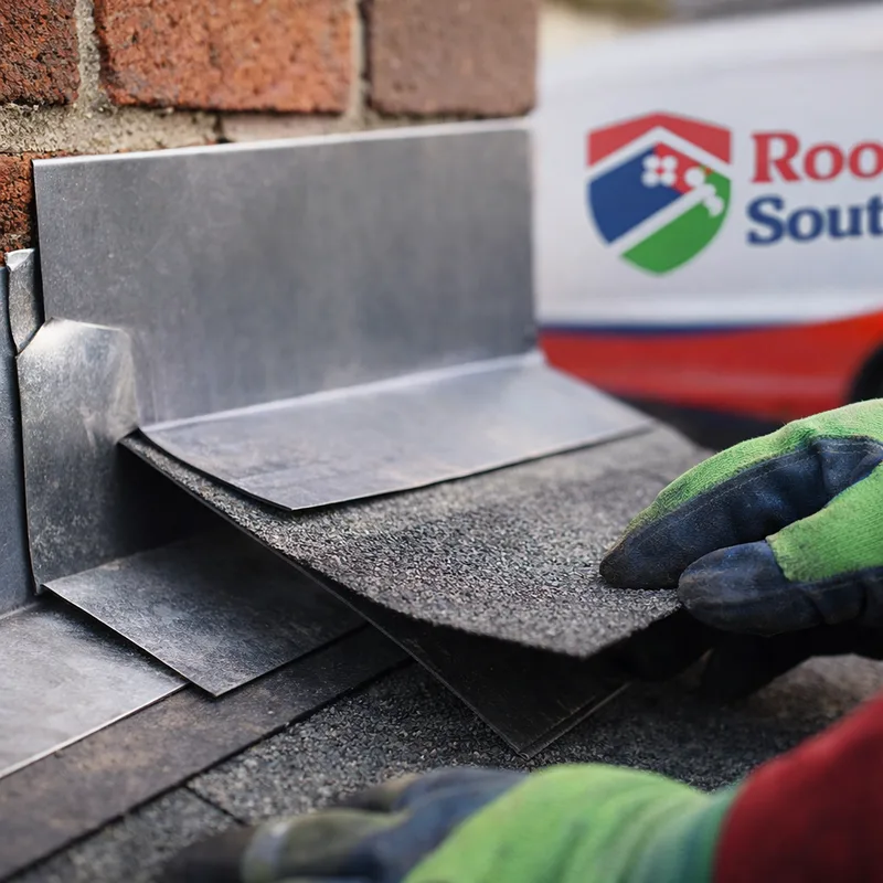 Step flashing and counterflashing at a roof-to-wall intersection with correct shingle layering